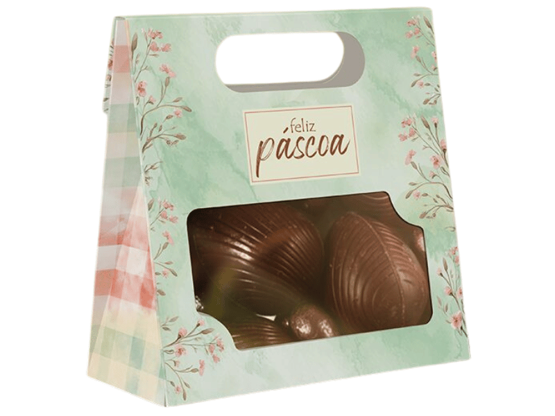 Caixa Practice Saco c/ Alça e Visor Páscoa Encantos  - Ideia Embalagens