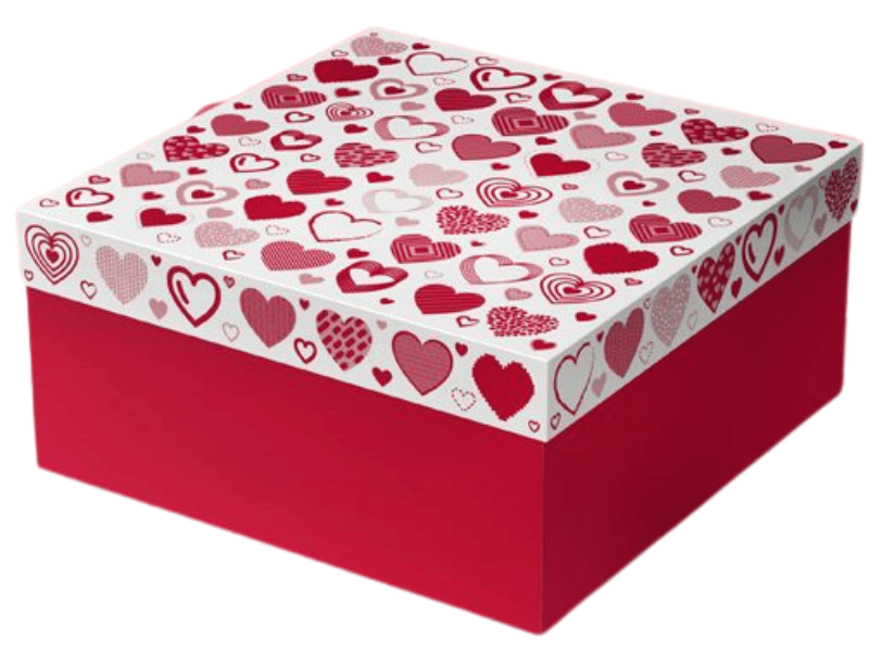 Caixa Presente c/ Tampa Corações Vermelho 20x20x10 cm - Idea Embalagens