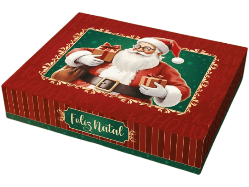 Caixa Presente c/ Tampa Noel 17x13,5x4,5 cm - Ideia Embalagens