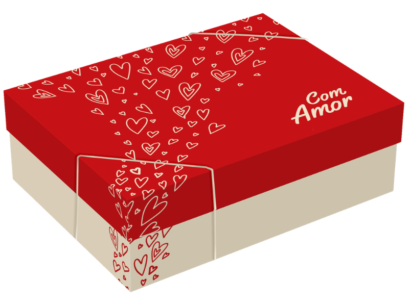 Caixa Presente c/ Tampa Retangular Suspiros de Amor 24x18x8/3,5 cm - Ideia Embalagens