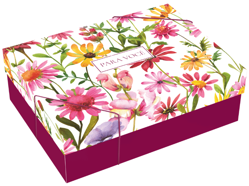 Caixa Presente c/ Tampa Retangular Violeta 24x18x8/3,5 cm - Ideia Embalagens