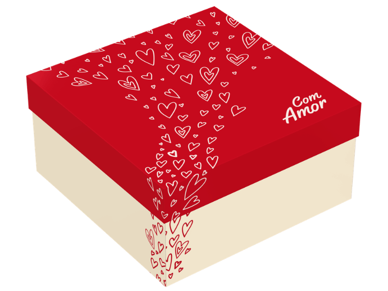 Caixa Presente c/ Tampa Suspiros de Amor 20x20x10 cm - Ideia Embalagens
