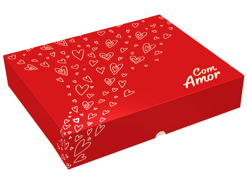 Caixa Presente c/ Tampa Suspiros de Amor 25x20x5 cm - Ideia Embalagens