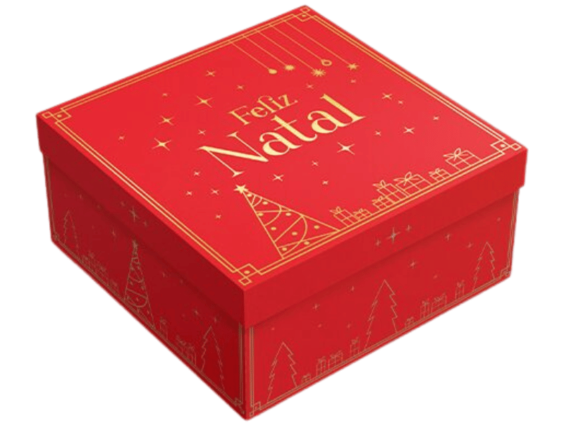 Caixa Presente Quadrada Natal Luz 20x20x10 cm - Ideia Embalagens 
