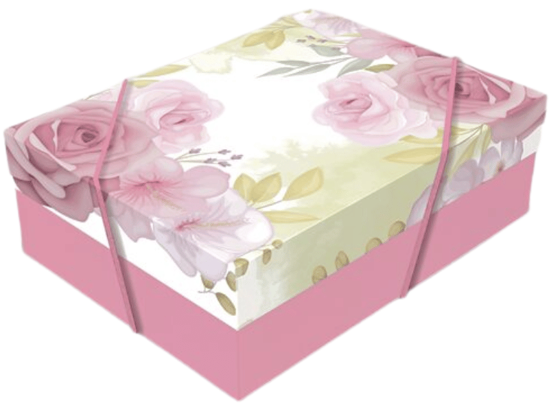 Caixa Presente Retangular c/ Tampa Rosas 24x18x7,5 cm - Idea Embalagens