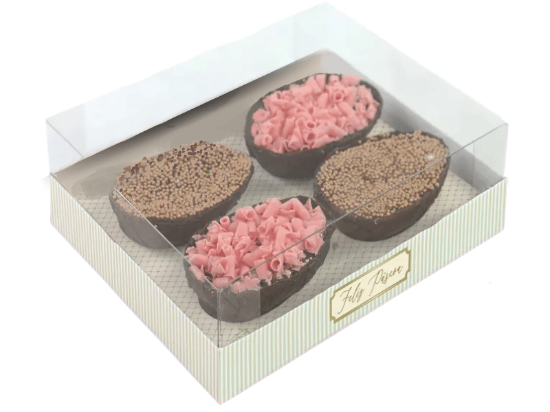 Caixa Quinn Verde para Degustação 4 Mini Ovos 100g c/ 6 unidades - Cromus