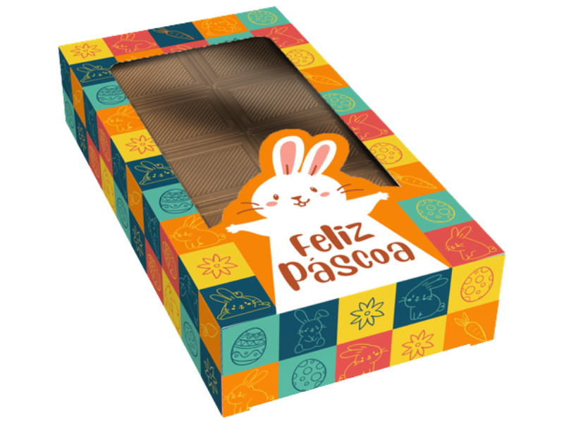 Caixa Tablete Páscoa Divertida 14,5x7,5x2 cm c/ 10 unidade - Ideia Embalagens