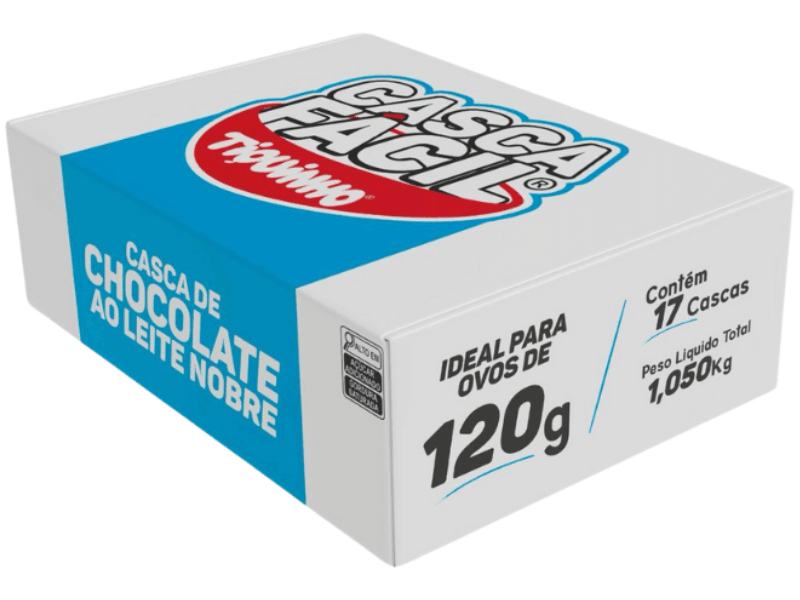 Casca para Ovo de Páscoa 120g Chocolate ao Leite c/ 17 unidades 1,050kg 
