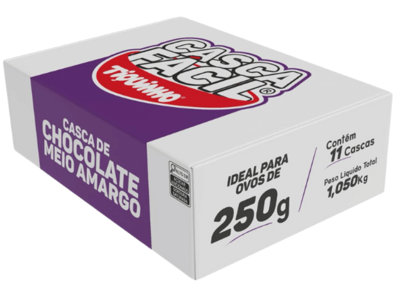Casca para Ovo de Páscoa 250g Chocolate Meio Amargo c/ 11 unidades 1,050kg 