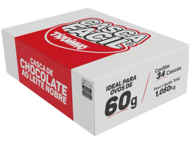Casca para Ovo de Páscoa 60g Chocolate ao Leite c/ 34 unidades 1,050kg 