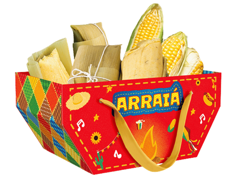 Cesta c/ Alça Nosso Arraiá 25x16x12 cm - Ideia Embalagens