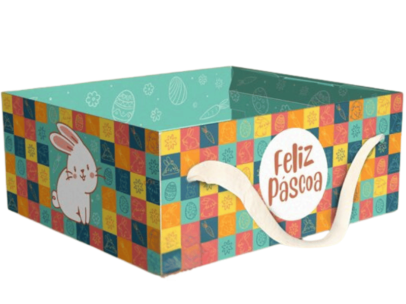 Cesta c/ Alça Páscoa Divertida 20x17x8 cm c/ 5 unidades - Ideia Embalagens