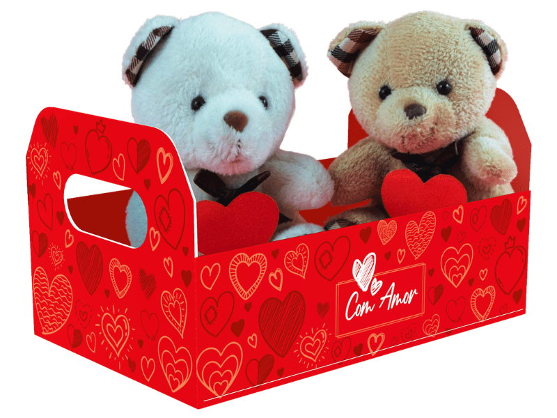 Cesta caixote com Amor 22x14x12 cm - Ideia Embalagens