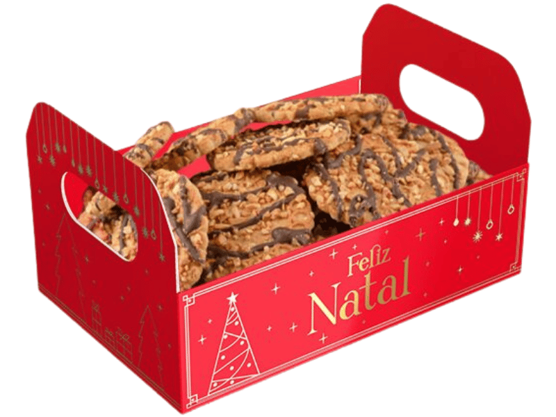 Cesta Caixote Natal Luz 22x14x12 cm - Ideia Embalagens