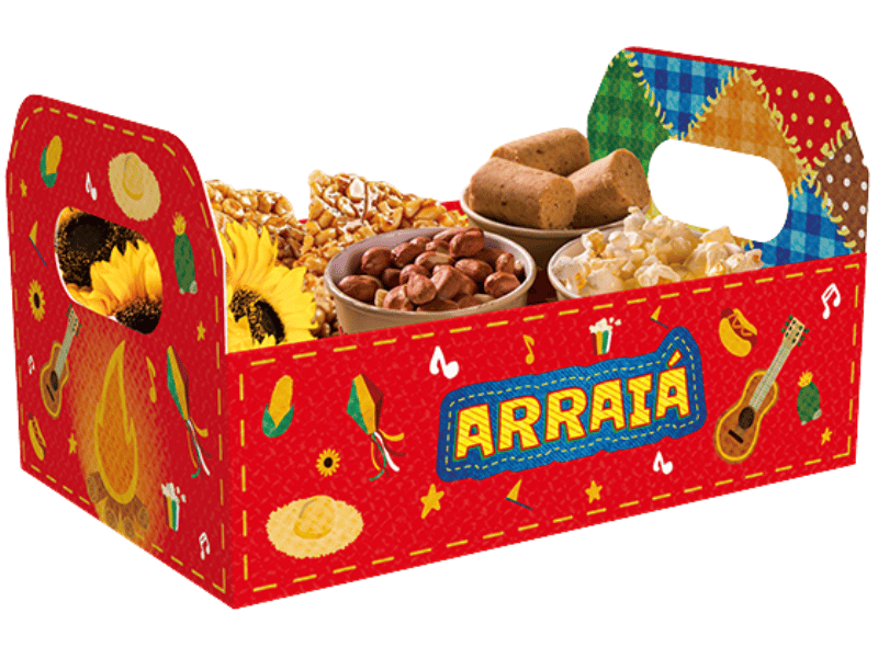 Cesta Caixote Nosso Arraiá 22x14x12 cm - Ideia Embalagens