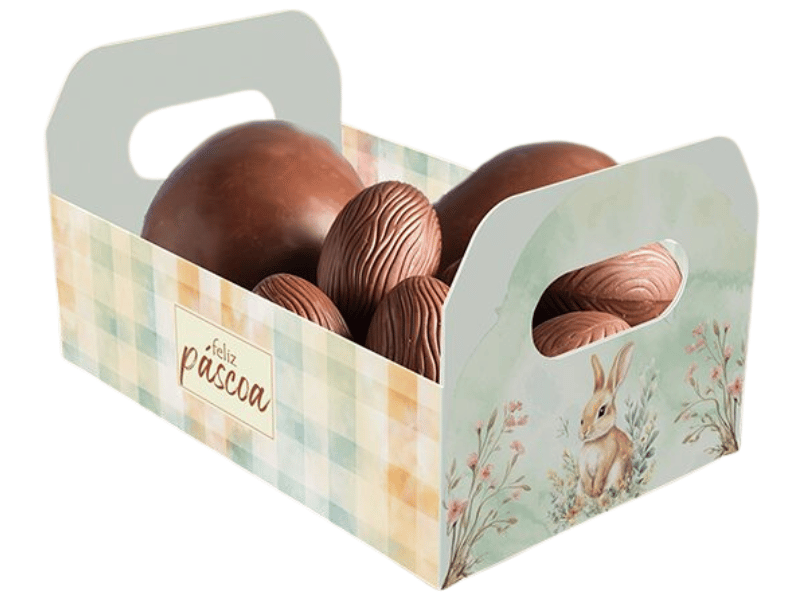 Cesta Caixote Páscoa Encantos 22x14x12 cm - Ideia Embalagens