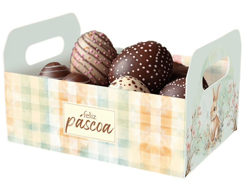 Cesta Caixote Páscoa Encantos 25x18,5x14,5 cm - Ideia Embalagens