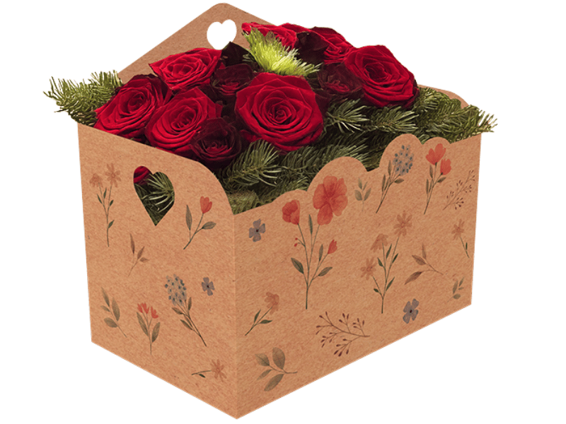 Cesta Envelope Flores do Campo Kraft 21x13x20 cm - Ideia Embalagens