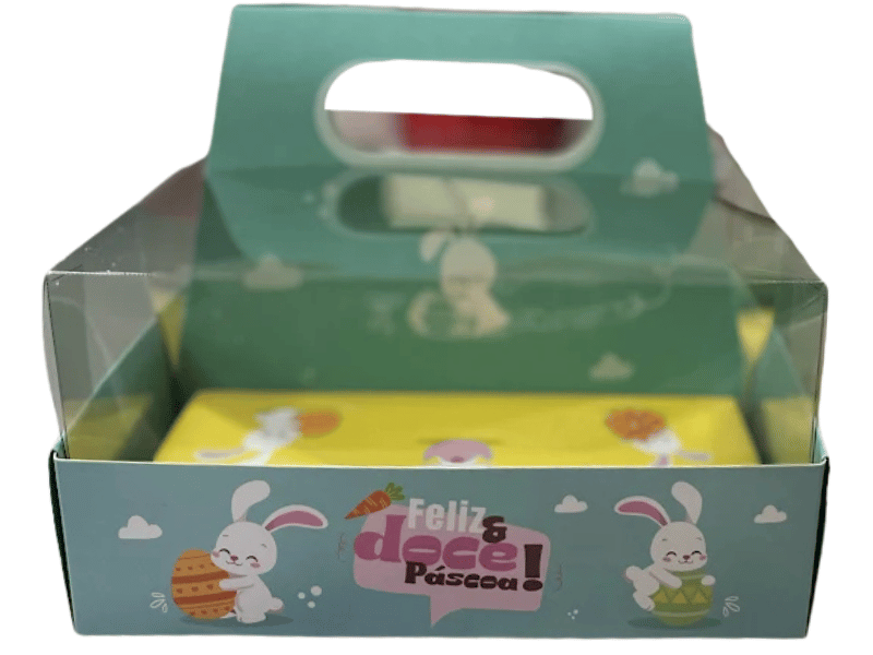 Cesta Feliz Páscoa doce c/ Alça e 6 Cavidades 50g - Ideia Embalagens