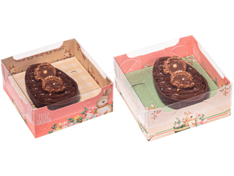 Caixa Encanto Feliz Páscoa Dupla Face c/ 1 cavidades de 50g c/ 5 unidades - Ideia embalagens