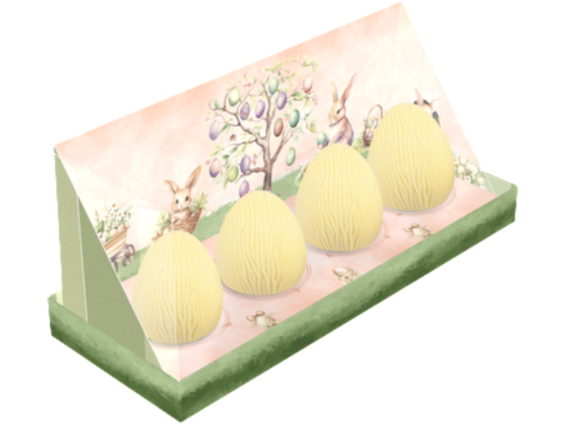 Display para 4 Ovos Coelho Encantado 50g 22x8x9 cm c/ 5 unidades - Ideia Embalagens