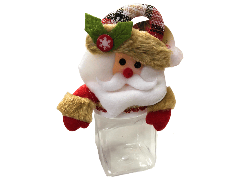 Enfeite de Tecido Papai Noel c/ Pote 16 cm - Zein