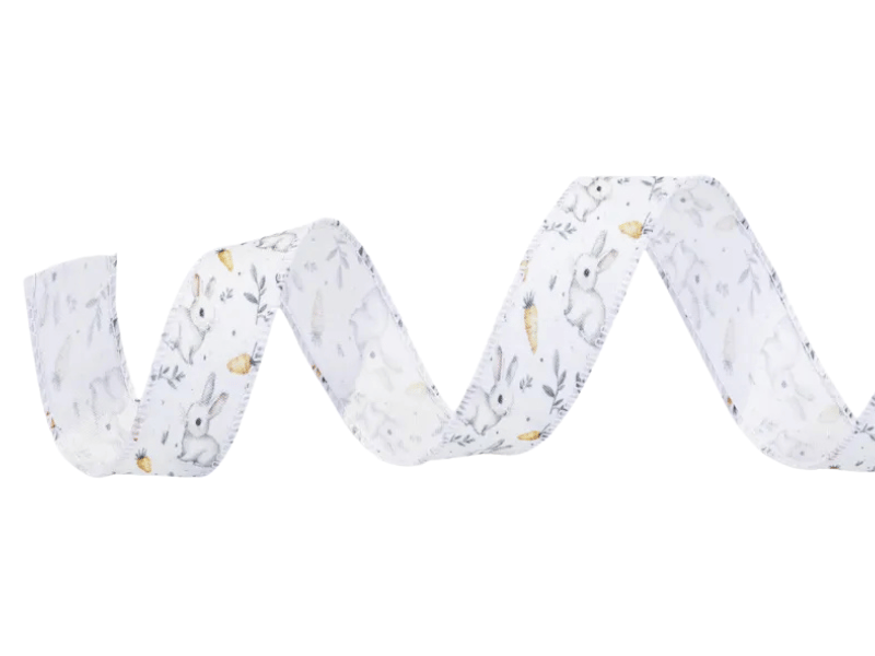 Fita Aramada Decorativa Coelho Cenoura Branco 3,8 cm 9,14 m - Cromus