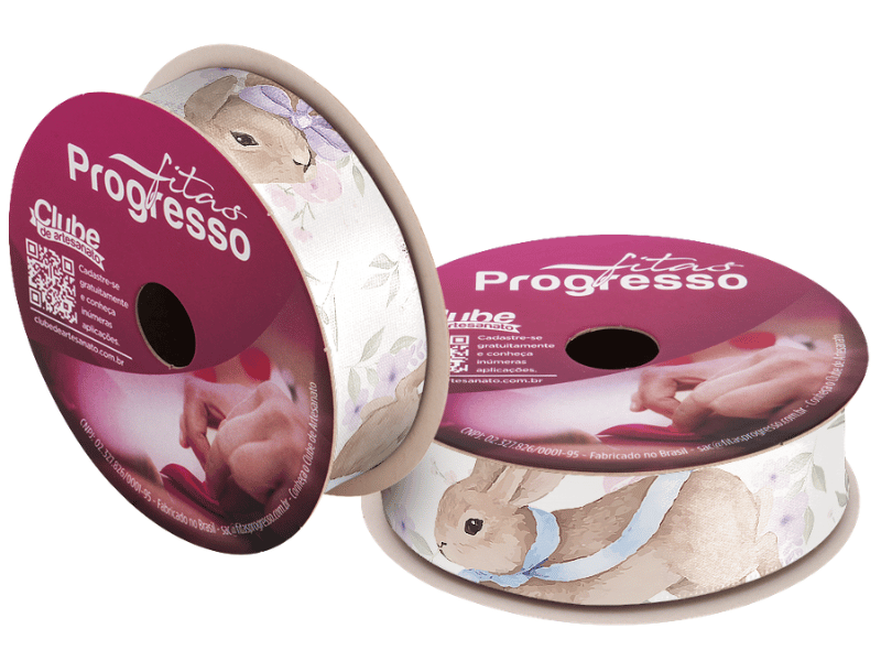 Fita de Cetim Decorativa Coelho Floral nº 5 ECF005TR Cor 232 - Progresso