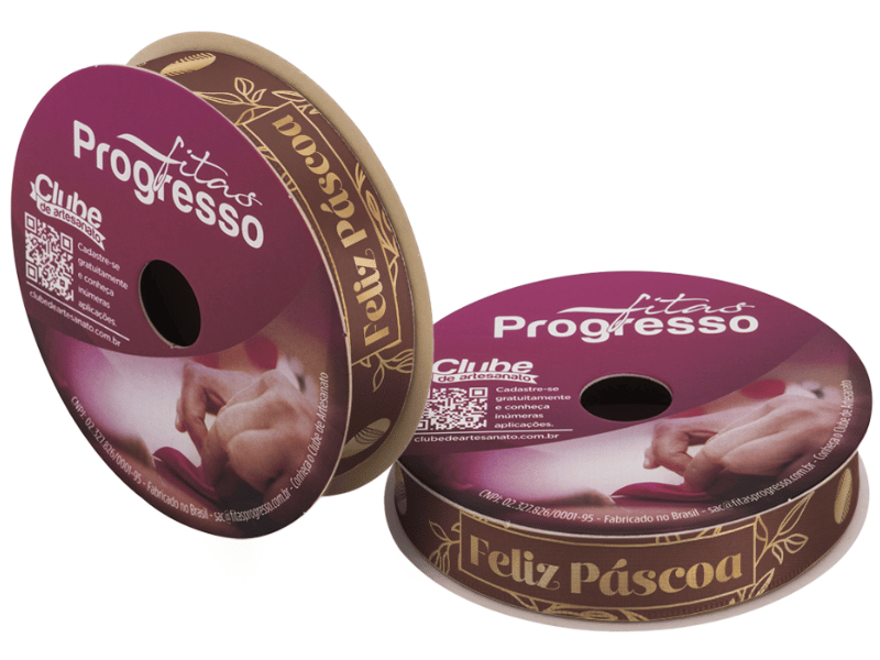 Fita de Cetim Decorativa Feliz Páscoa Marrom nº 3 ECF003H Cor 519 - Progresso