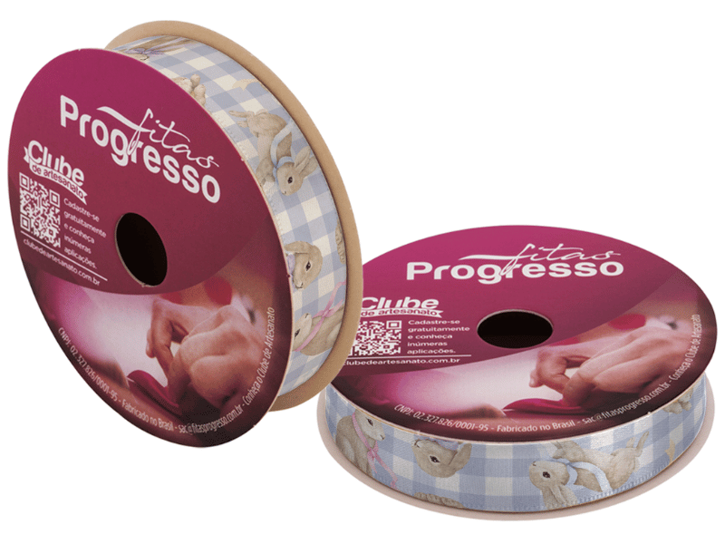 Fita de Cetim Decorativa Páscoa Coelho Xadrez nº 3 ECF003TR Cor 102 - Progresso