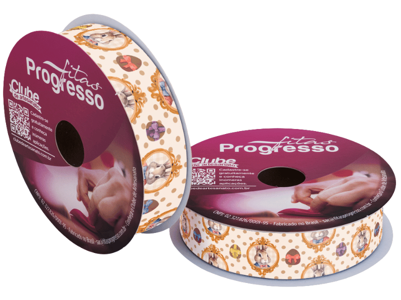 Fita de Cetim Decorativa Páscoa Coelhos Clássicos nº 7 ECF007TR Cor 009- Progresso