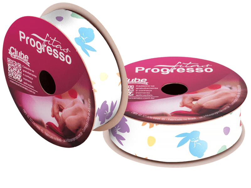 Fita de Cetim Decorativa Páscoa Coelhos Coloridos nº 5 ECF005TR Cor 199 - Progresso