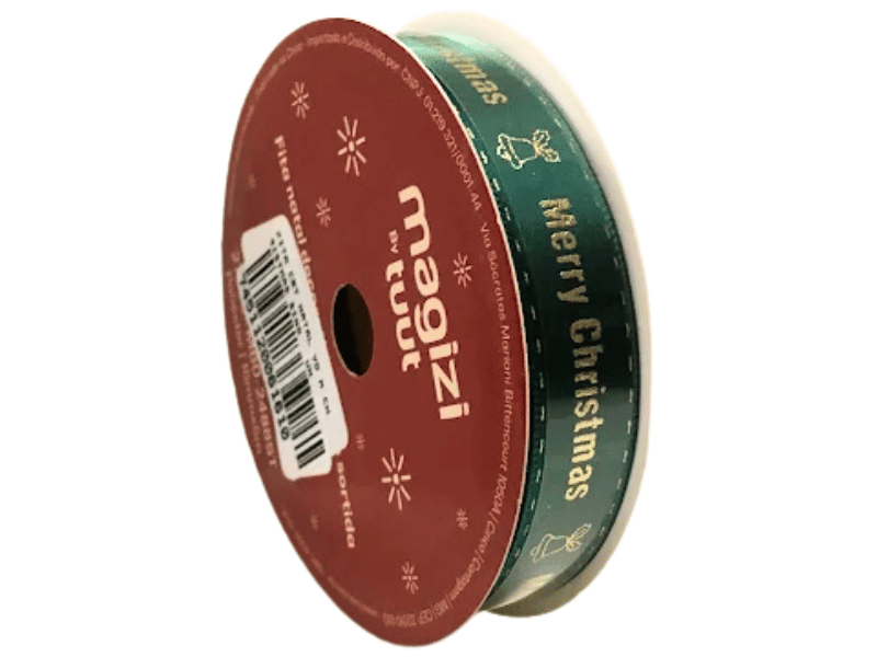 Fita de Cetim Natal Verde Merry Christmas Sino  - Tuut