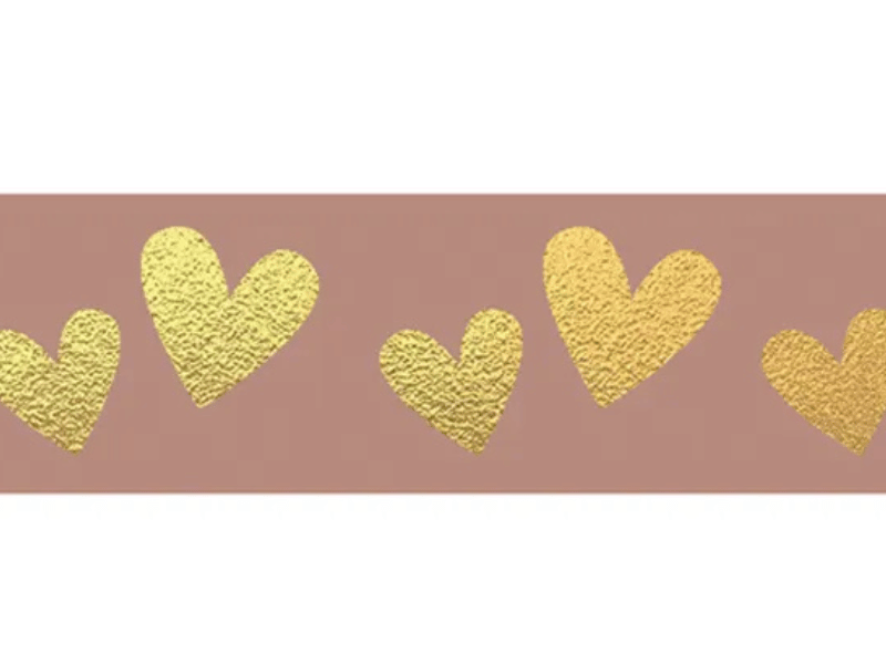 Fita de Cetim Com Hot Stamping Eu Te Amo Rose / Ouro 15mm - Cromus