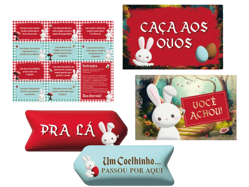 Kit Caça aos Ovos Conto de Páscoa c/ 5 peças - Cromus