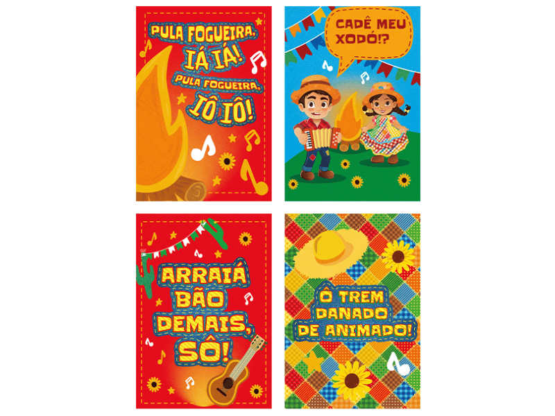 Kit Decorativo com Cartazes Nosso Arraiá c/ 4 unidades - Ideia Embalagens