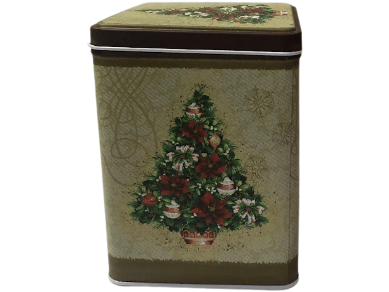 Lata Alta Quadrada Árvore de Natal c/ Tampa 10x10x13,5 cm - Zein 