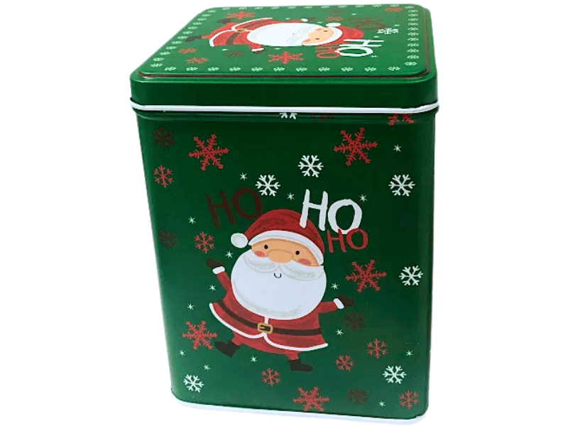 Lata Alta Quadrada Noel Verde 10,5x10,5x13,5 cm - Zein