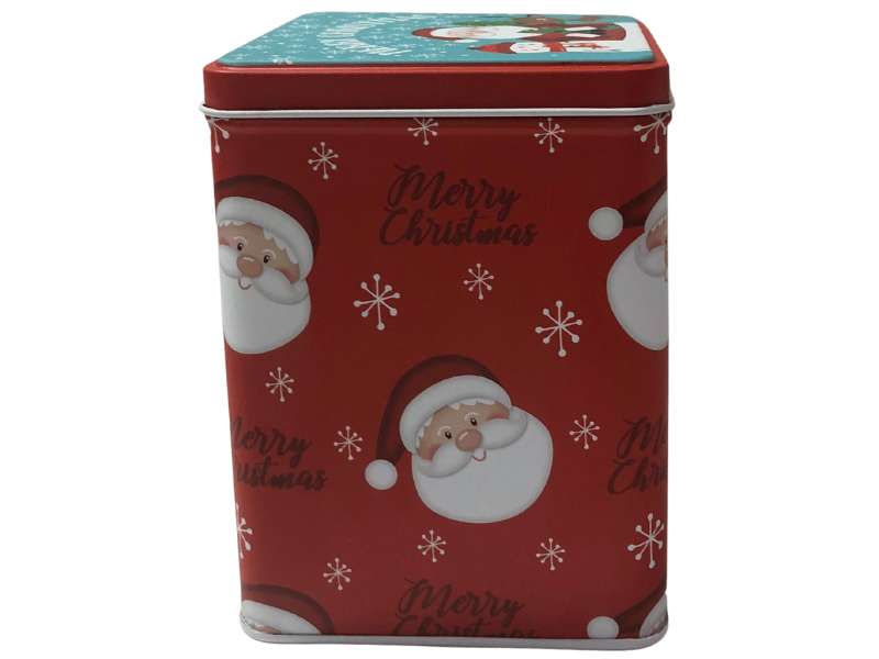 Lata Alta Quadrada Noel Vermelho c/ Tampa 10x10x13,5 cm - Zein 