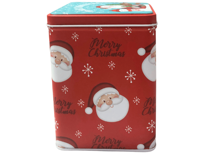 Lata Alta Quadrada Noel Vermelho c/ Tampa 8,5x8,5x11 cm - Zein 