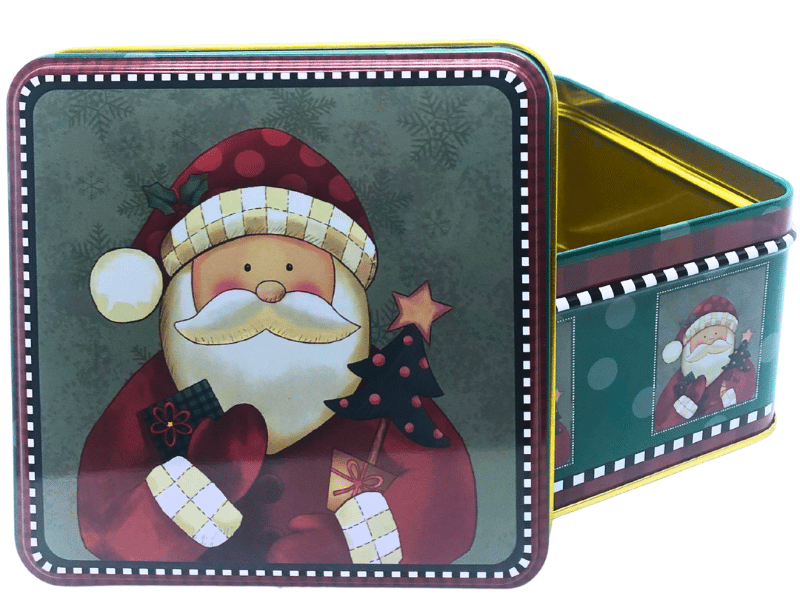 Lata Baixa Quadrada Noel Verde 12x12x7 cm - Zein