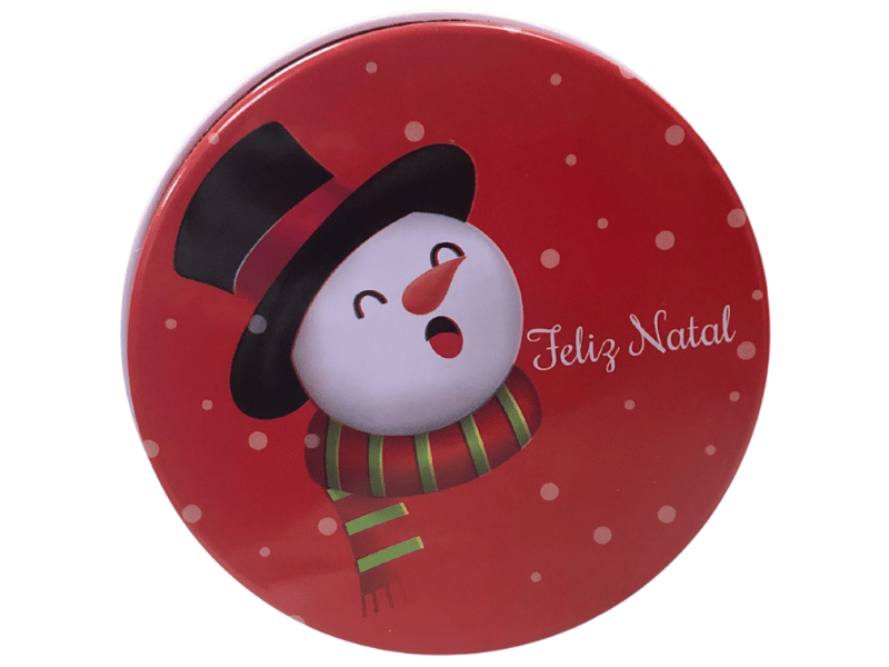 Lata Redonda Boneco de Neve c/ Tampa 7,5x7,5x4,5 cm - Zein 