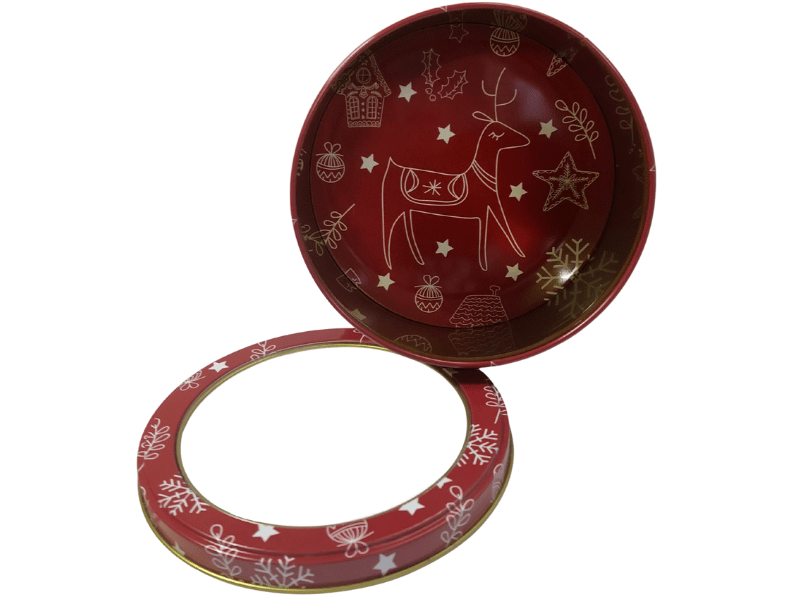 Lata Redonda c/ Visor Natalina Rena Vermelha 13,5x7 cm – Zein