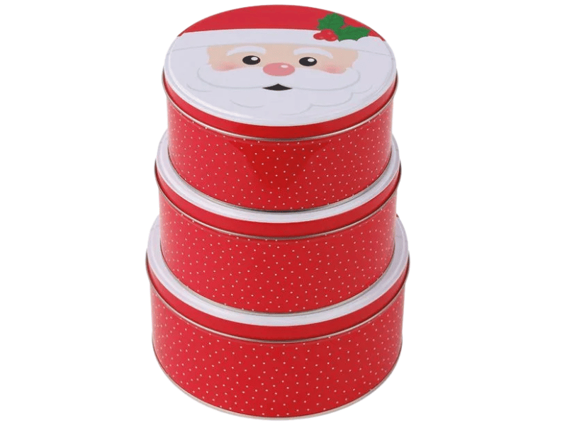 Latas Papai Noel Decorativas com Tampa c/3 Unidades - Cromus