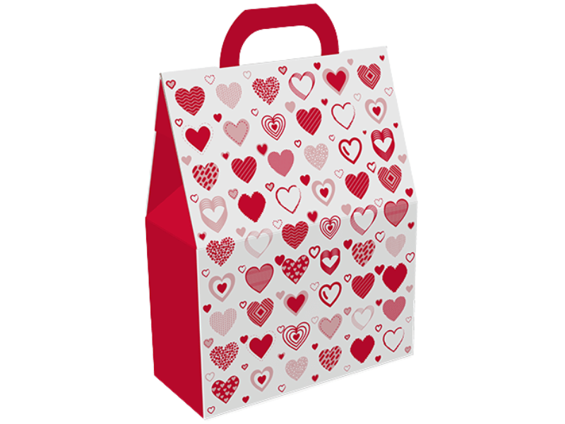 Maleta Presente Vertical Corações Vermelho 19x8,5x24,5 cm - Ideia Embalagens