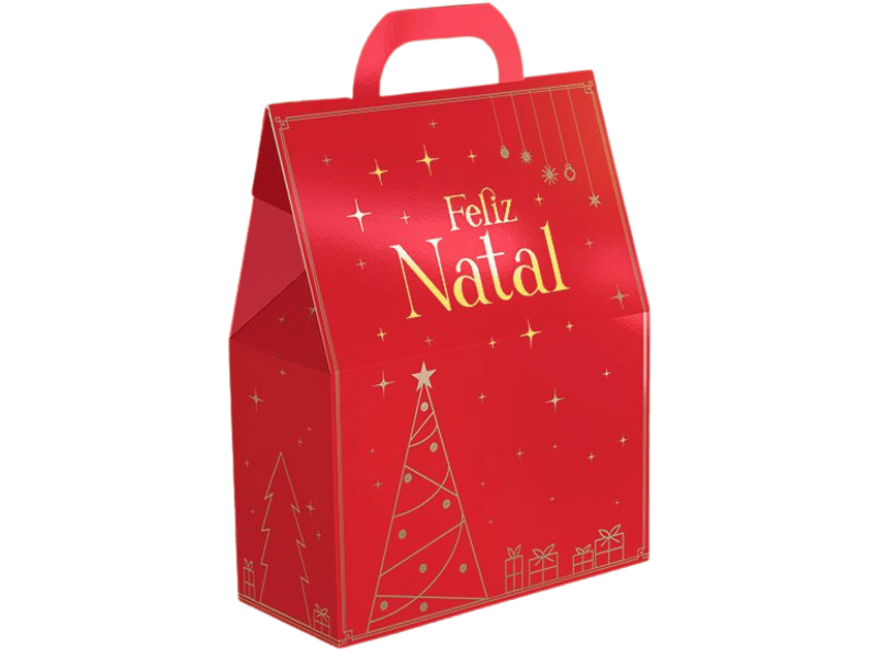 Maleta Presente Vertical Natal Luz 19x8,5x24,5 cm - Ideia Embalagens
