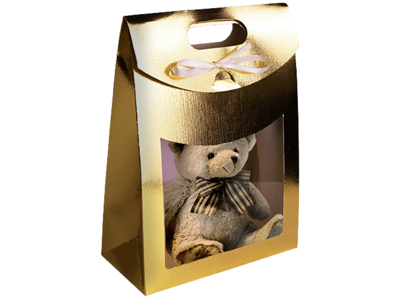 Matela c/ Visor Laminado Ouro 19x9x26 cm - Ideia Embalagens