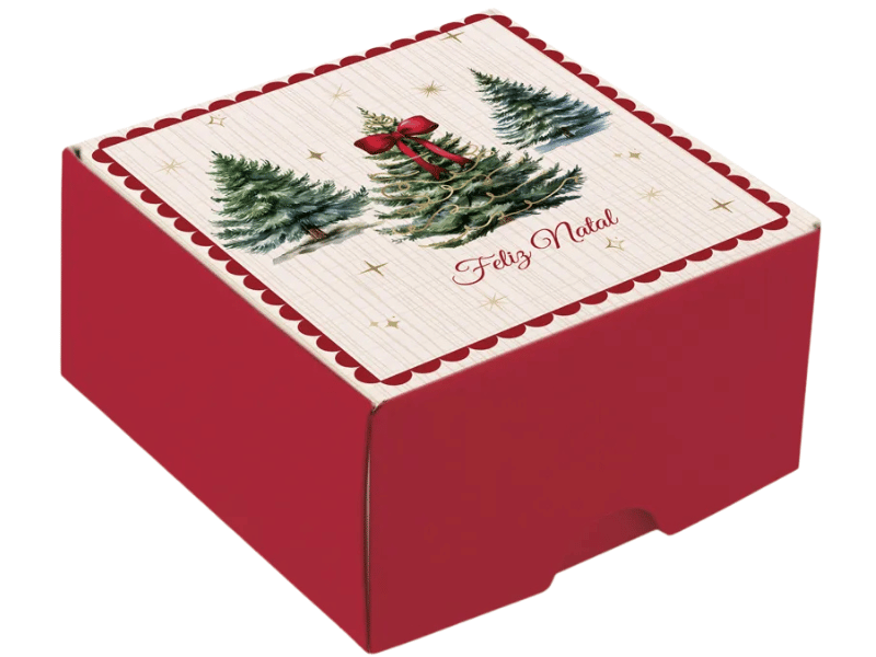 Mini Caixa Quadrado c/ Tampa Pinheiro 6,5x6,5x3,5 cm c/10 unidades - Cromus