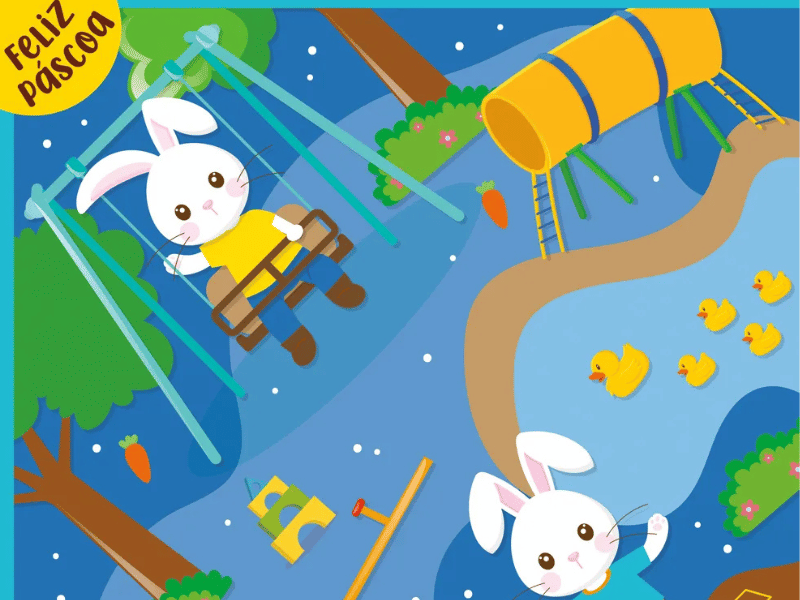 Saco Express Coelho Parquinho Azul 18x18 cm c/ 25 unidades - Cromus