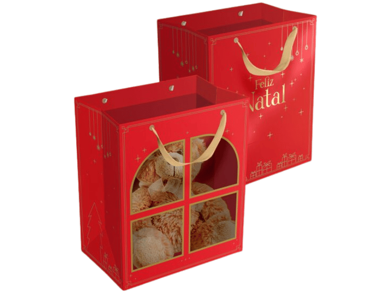 Sacola c/ Visor Natal Luz 22x14x26 cm - Ideia Embalagens